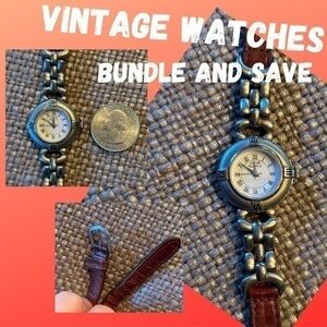 Trendy Vintage ANNE KLEIN II Silver Link/ Leather Band